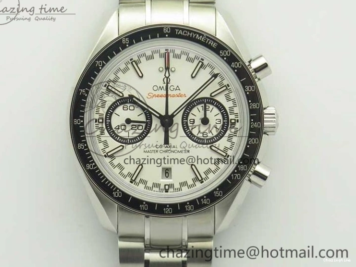 0203 UrbanChic Speedmaster Moonwatch OMF 1:1 Best Edition White Dial Black Hand on SS Bracelet A 8045